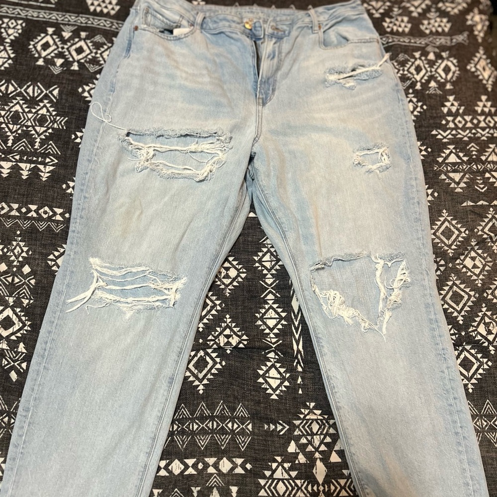 Women's Light Blue Distressed Jeans